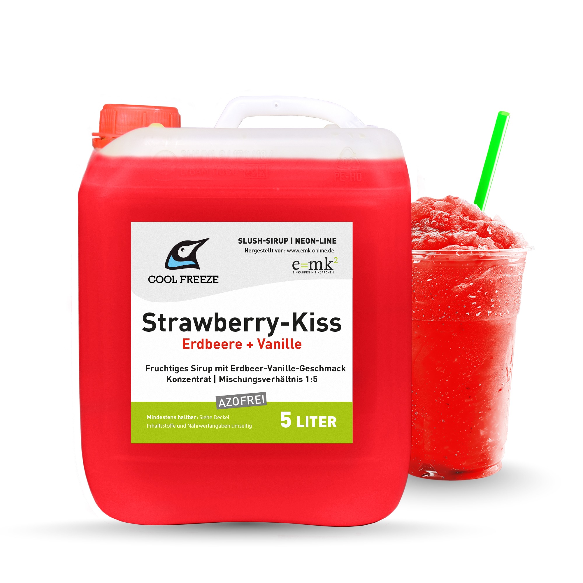 Strawberry-Kiss_Azofrei_Neon_2000x2000.jpg SLUSH SYRUP ICE CREAM STRAWBERRY KISS (STRAWBERRY-VANILLA) AZO-FREE 5 LITER NEON LINE - Image 1